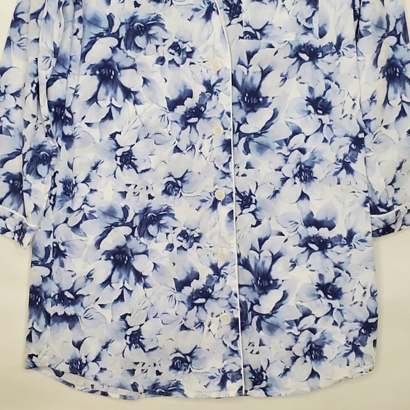 Haven Well Within Organic True Cotton Sleep Shirt Med Blurred Floral Button-up - Picture 5 of 13